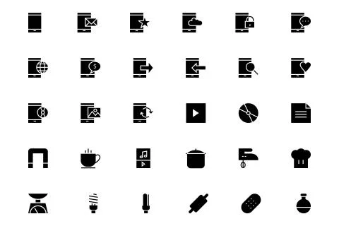 Universal Mobile Vector Icons Collection Stock Illustration