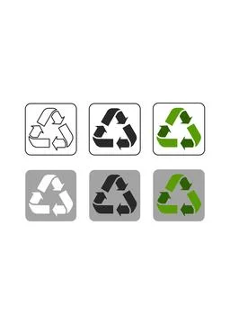 Universal Mobius Loop Recycling Symbols in Various Color Styles Ilustração Stock