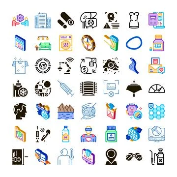 Universal modern technology and innovation icon collection Stock Illustration
