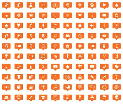 Universal orange message icons set Stock Illustration