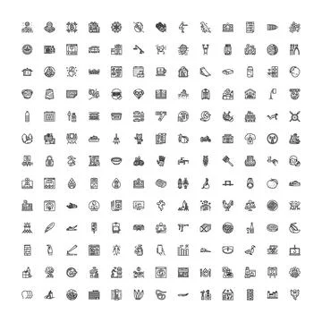 Universal outline icons set for web design Stock Illustration