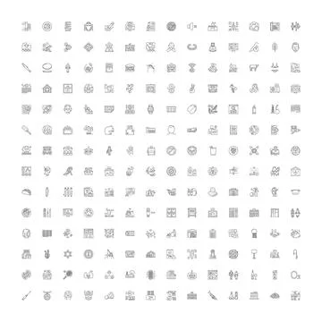 Universal outline icons set for web and user interfaces 스톡 일러스트