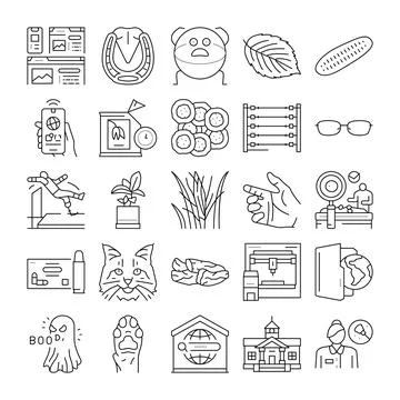 Universal outline icons set for web and graphic design Stock Illustration