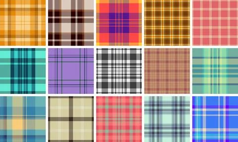 Universal plaid pattern set for commercial licensing. Flexible tartan appli.. Illustrazione stock
