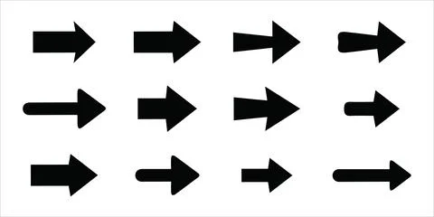 Universal Plain Direct Right Arrows Illustrazione stock