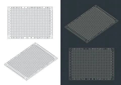 Universal prototype board blueprints Illustrazione stock