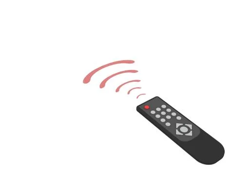 Universal remote control with red rays on white Stockillustratie