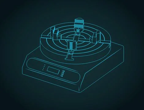 Universal rotating table for 3D printed models post-processing isometric bl.. Stock Illustration