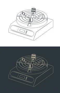 Universal rotating table for 3D printed models post-processing isometric bl.. Stock Illustration