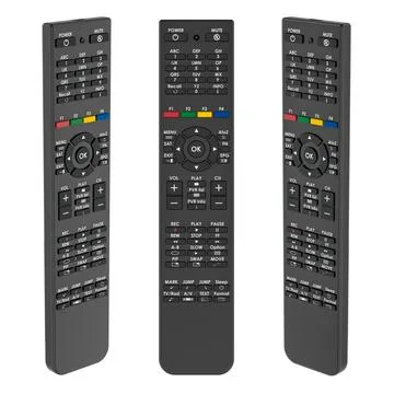 Universal satellite receiver remote control, smart TV remote different angl.. Stock Illustration