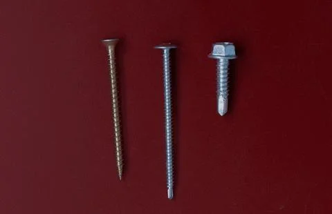 Universal screw, self-tapping screw, self-tapping screw with hex head and drill Stock Photos