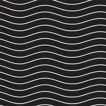 Universal seamless linear striped wave abstract pattern in black Stock Illustration