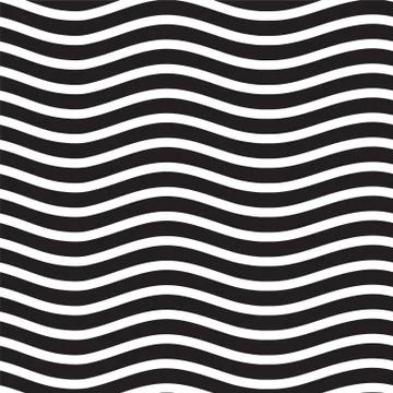 Universal seamless linear striped wave abstract pattern in black Stock Illustration