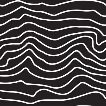 Universal seamless linear striped wave abstract pattern in black Stock Illustration
