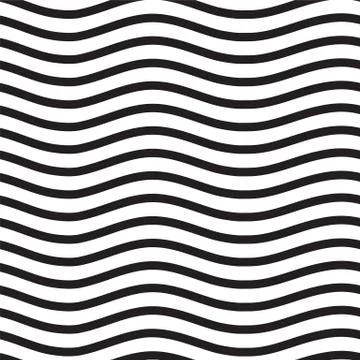 Universal seamless linear striped wave abstract pattern in black Stock Illustration
