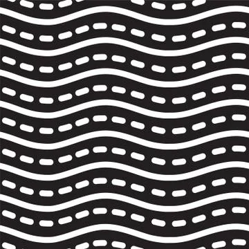 Universal seamless linear striped wave abstract pattern in black Stock Illustration