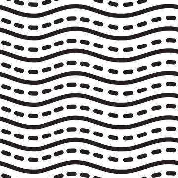 Universal seamless linear striped wave abstract pattern in black Stock-Illustration