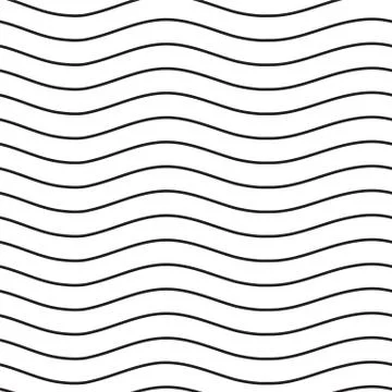 Universal seamless linear striped wave abstract pattern in black Stock Illustration
