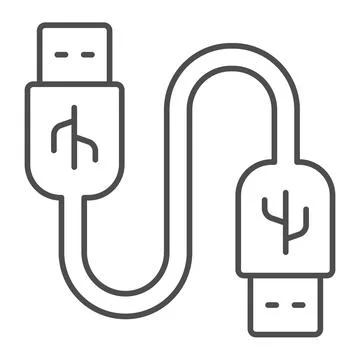 Universal seria bus cord thin line icon, pcrepair concept, usb cable vector sign 스톡 일러스트