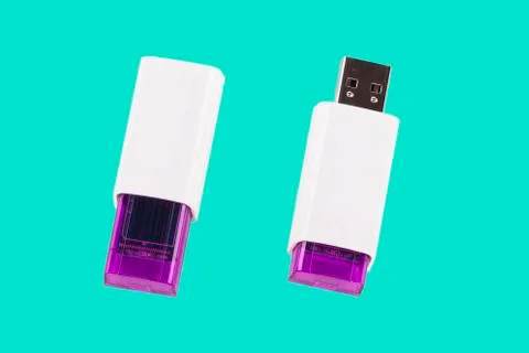 Universal serial bus USB drive isolated over the green background. Stock Photos