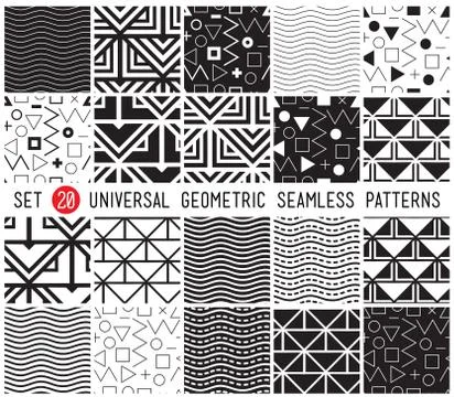 Universal set vector seamless patterns Stock Illustration