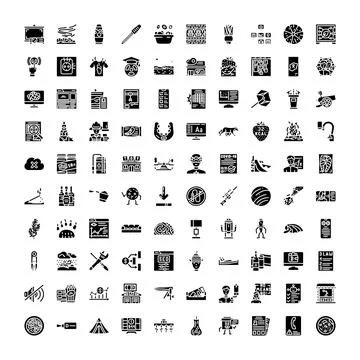 Universal simple web icon collection flat set Stock Illustration