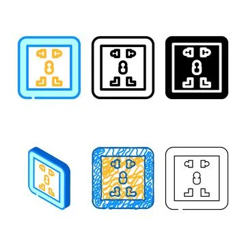 Universal socket range power color icon vector Stock Illustration