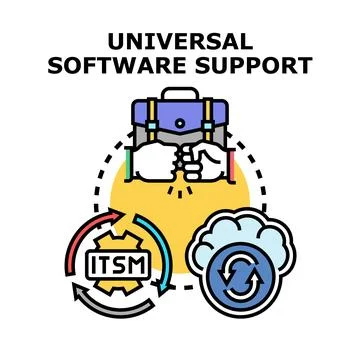 Universal software support concept offering service management 库存插图