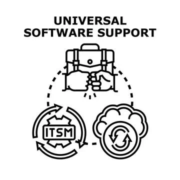 Universal software support concept offering service management 库存插图