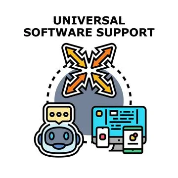 Universal software support for diverse devices connecting technologies Stock Illustration