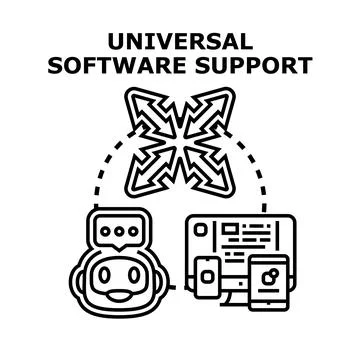 Universal software support for diverse devices connecting technologies Stock Illustration