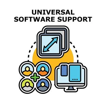 Universal software support system providing worldwide service 库存插图
