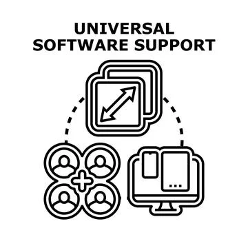 Universal software support system providing worldwide service Stock Illustration
