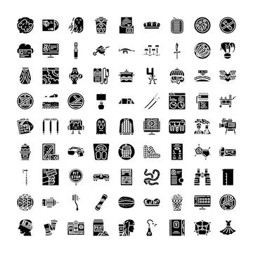 Universal solid glyph icon pack design elements Stock Illustration