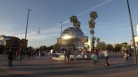 Universal Studios Globe at sunset, Hollywood, California, USA. Stock Footage 148302913