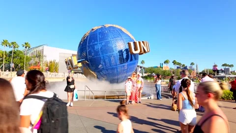 Universal Studios Globe with tourists taking photos Video stock 306756987