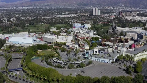 Universal Studios Hollywood Theme Park  Los Angeles California Drone Aerial View Stock Footage 148710113