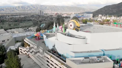Universal Studios Hollywood Theme Park Aerial, 4K Flyover Stock Footage 148895168