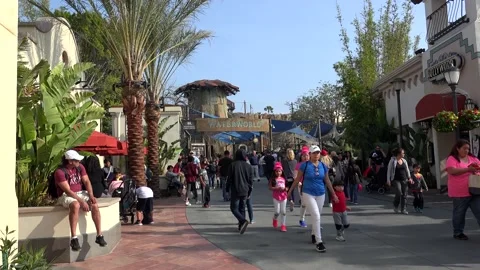 Universal Studios Hollywood theme park at Waterworld attraction. Los Angeles Stock Footage 149112318