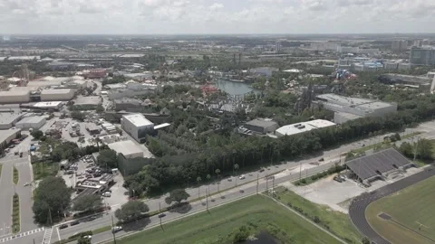 Universal  Studios Orlando Aerial Orbit Shot Stock Footage 229498464