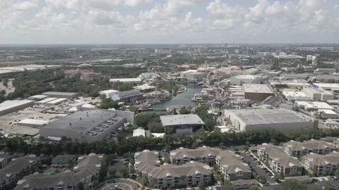 Universal Studios Orlando High Drone Shot of the Entire Park Stock Footage 229498446
