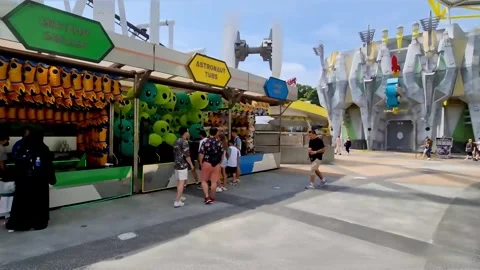 Universal Studios Singapore looking at Battlestar Galactica Roller Coaster Stock Footage 264940099