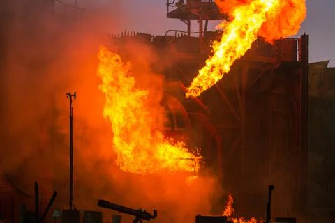 Universal Studios theme park back lot and rides Stock Photos