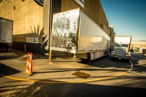 Universal Studios theme park back lot and rides Stock Photos