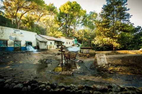 Universal Studios theme park back lot and rides Stock Photos