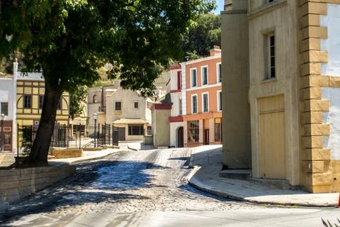 Universal Studios theme park back lot and rides Stock Photos