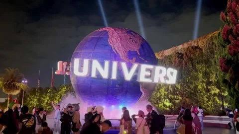 The Universal Studios world globe at the entrance in Japan Video stock 256306717