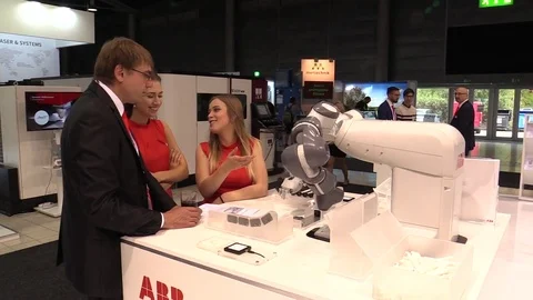 A universal technological automated robot for industrial innovative work Stock Footage 81128385