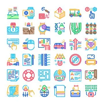 Universal technology business and data icon set イラスト素材