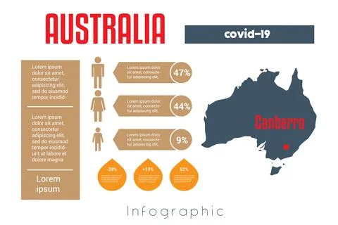 Universal template for infographics with Australia map silhouette. In this ca Stock Illustration